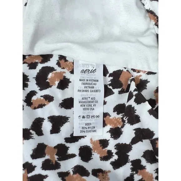 Aerie Bikini Top Leopard Wrap Scoop Halter Swim Beachy Summer Travel Vacation - Picture 6 of 6